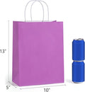Gift Bags 48 Pack, Rainbow Kraft Paper with Twist Handles, 10x5x13 Inch