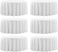 Round Tablecloth 6 Pack 108 Inch White Tablecloths Washable Decorative Linen Polyester Table Clothes Cover for Dining Table Banquets Buffet Parties and Wedding