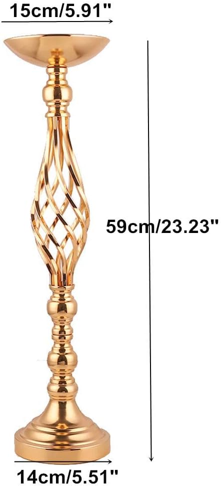 Vases: Set of 10 Gold Metal Wedding Centerpieces, 23.23 Inches Tall