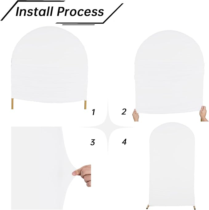 bricia Wedding Arch Backdrop Stand Cover, 6FT Double Sided Stretchy Arch Cover Fitted Wedding Birthday Party Banquet Decoration (White 72''Lx31.2''W)