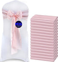 MDS Pack of 75 PCS Satin Chair Sashes Charmeuse Sateen Dining Chair Bows Ribbon Ties Back Sash for Wedding Party Birthday Home Hotel Restaurant Banquet Decoration (7 x 108 Inch, Blush Pink)