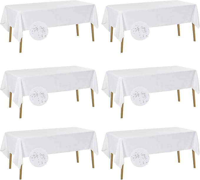 Tablecloths, White Waterproof Polyester, Rectangle Square and Round