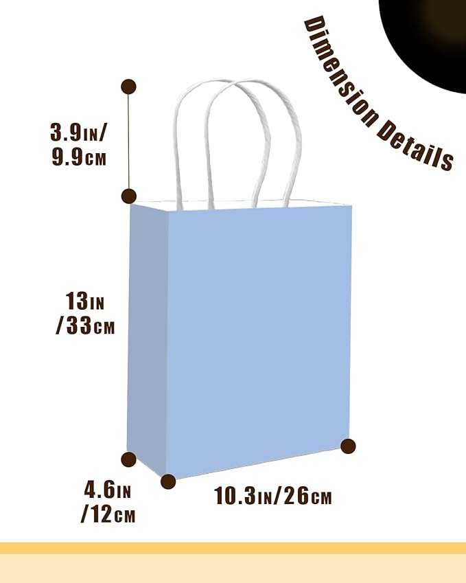 Gift Bags, 100 Light Blue Paper Bags for Party Favors