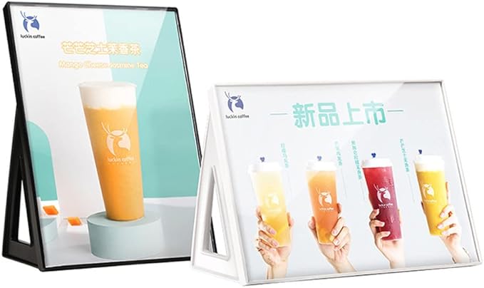 ABS Plastic Sign Holder，Menu Displays L Shape Sign Stand Vertical/Horizontal Use (White A5 148×210mm/5.83×8.27inches)