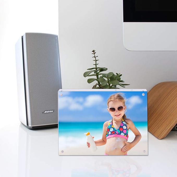 Premium Acrylic Photo Frame 4x6-5 Pack Gift Box Package, Clear Free Standing Desktop Magnetic Frame Double Sided Best Gift for Family, Perfect Decorate Birthday Wedding Party