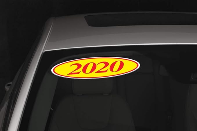 EZ-Line Oval Model Windshield Year Stickers for Car Windows Red and Yellow Large Vinyl Dealership Supplies 1 Dozen Pro Pack (2009)