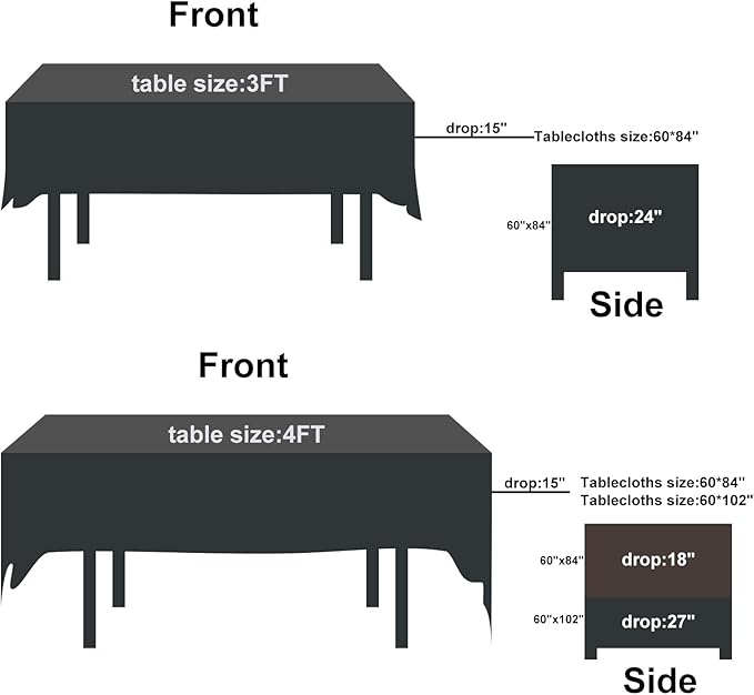 Rectangle Tablecloth 60x84 inch Washable Polyester Fabric Table Cloth for Wedding Party Dining Banquet Decoration（60x84, Ivory）