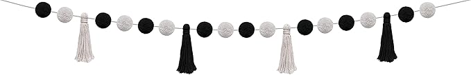 Teacher Created Resources Black and White Pom-Poms and Tassels Garland