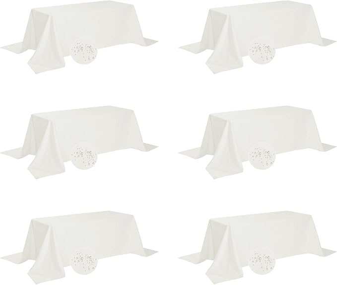 Tablecloths, Waterproof Ivory Polyester Rectangle, 2-Piece Pack