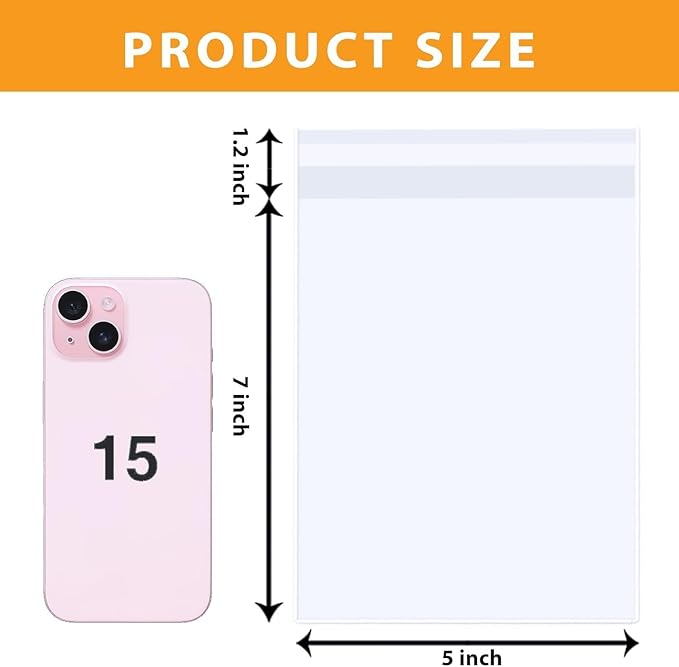 PigPotParty 5''x 7" Clear Plastic Cellophane Gift Wrap Bags, 100 Pcs Small Self Sealing Cookie Bags for Gift, Party favor, Candy, Treat, Goodies, Snack, Self Adhesive Resealable