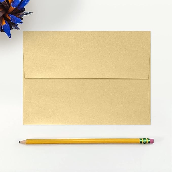 LUXPaper A7 Invitation Envelopes | Peel & Press | 5 1/4" x 7 1/4" | Blonde Metallic | 80lb. Text | 500 Qty