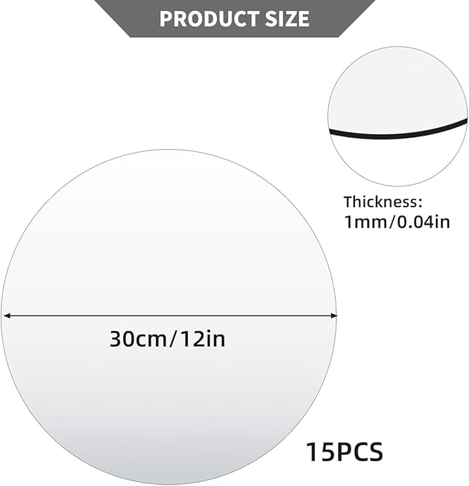 Round Mirror Centerpieces, Acrylic Circular Plates for Table Decoration, 15 Pack, Wedding Party Decor, Candle Tray (12inch)