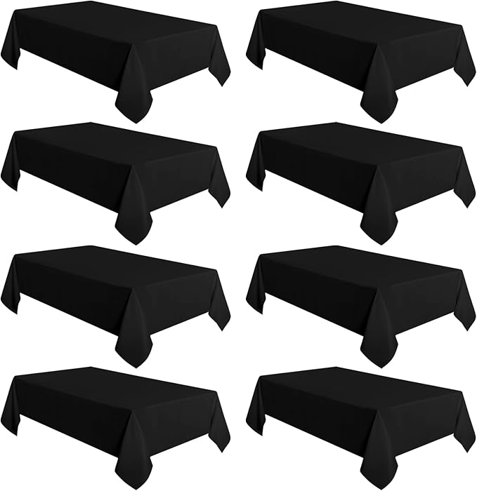 Tablecloths 8-Pack Black Polyester Rectangle Table Covers 60 x 120 Inch