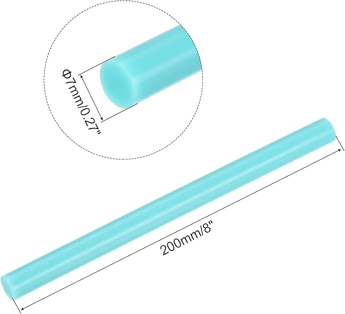 uxcell 20pcs Hot Glue Sticks for Glue Gun 7mm/0.27-inch x 8-inch Mini Hot Melt Adhesive Glue Stick Light Blue