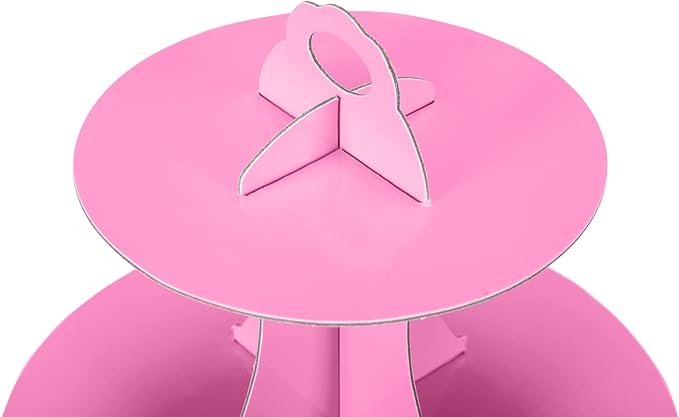 2Pcs 3-Tier Cupcake Stand, Cake Stand holder, Tiered DIY Cupcake Stand Tower for Dessert Table Displays, Birthday Theme Party Favors Decoration, Floral Tea Party, 12" W x 12.8" H, Pink