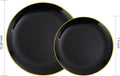 Plastic Party Plates, 60 Count, Black with Gold Rim, BPA Free