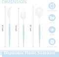 Disposable Spoons, Forks and Knives, 180 Piece White and Blue Set