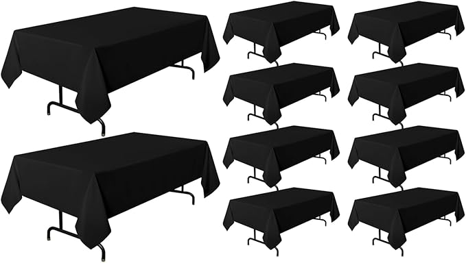 Rectangular Black Polyester Tablecloths, 60 x 120 Inch, 10 Count
