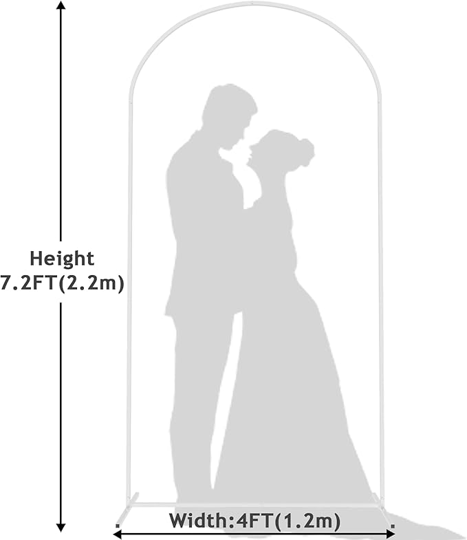 Metal Wedding Arch Backdrop Stand, 7.2 FT, White Glossy Finish
