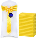 MDS Pack of 150 PCS Satin Chair Sashes Charmeuse Sateen Dining Chair Bows Ribbon Ties Back Sash for Wedding Party Birthday Home Hotel Restaurant Banquet Decoration (7 x 108 Inch, Yellow Gold)
