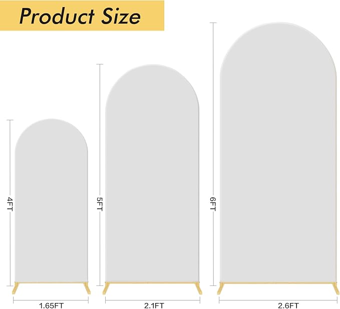 Background Support Stand Set, White Metal Arches, 3 Pieces