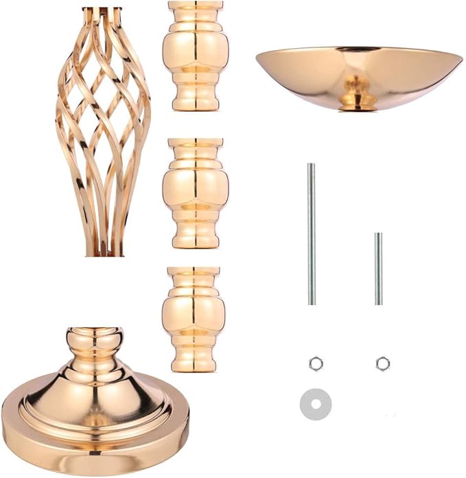 Vases: Set of 10 Gold Metal Wedding Centerpieces, 23.23 Inches Tall