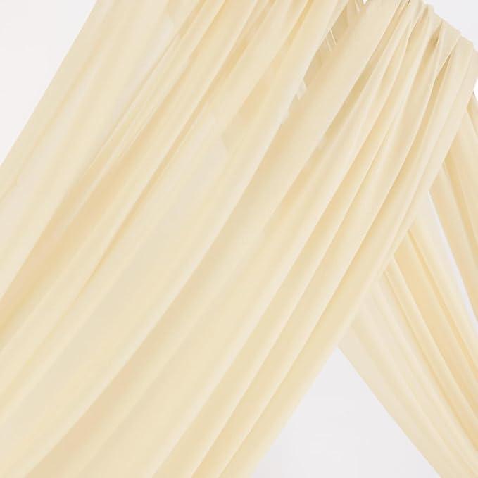 Outdoor Curtains: Champagne Sheer Gauze Arch Drapes, 2 Panels, 29 x 240 In