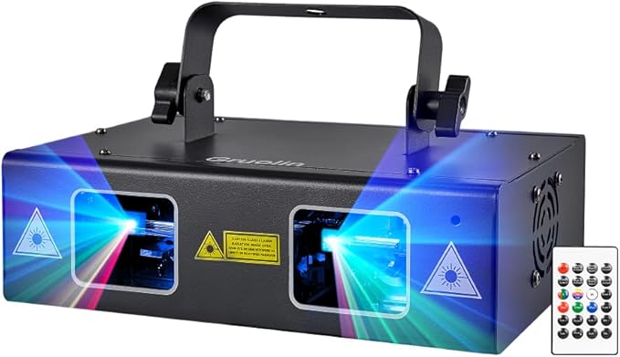 Stage Lights: Rectangular RGB Laser Party Light with Remote