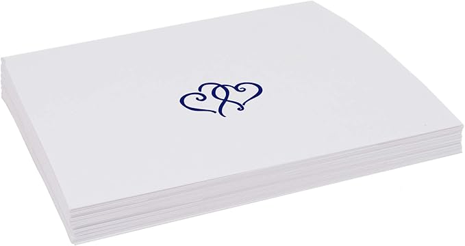 Linked Hearts Place Cards, Navy (Choose Color), Set of 150, Pre-cut and Scored - Wedding, Party, Dinner, and Special Events - Made in the USA