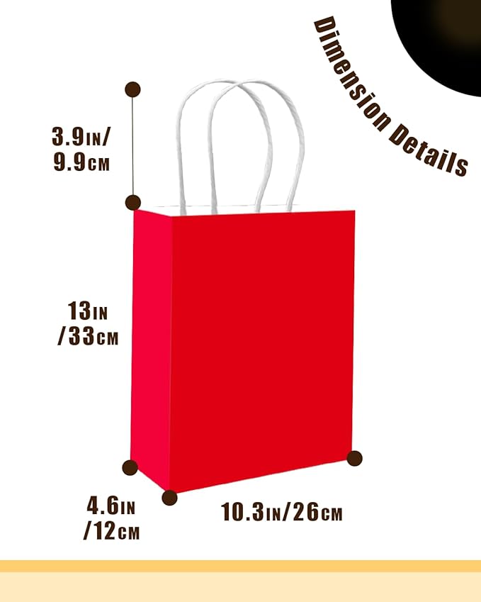 Gift Bags 100 Pack Red Paper Bags with Handles 13 x 10.3 Inch