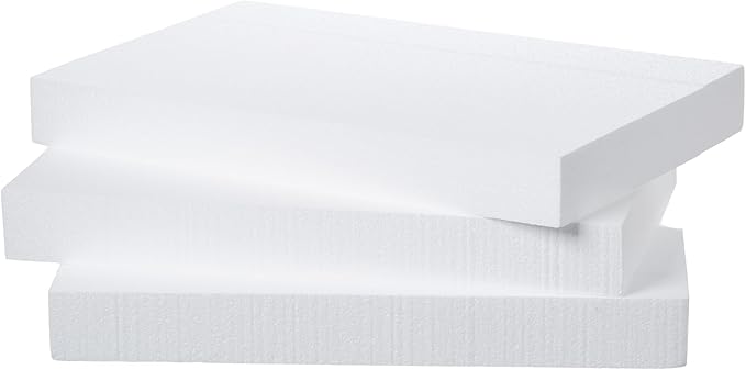 Crafare 17X11X2 Inch Craft Foam Blocks 3 Pack Polystyrene Foam Sheet DIY Crafting Rectangle for Arts School Projects Sculptures Floral Arrangements Modeling and Centerpieces