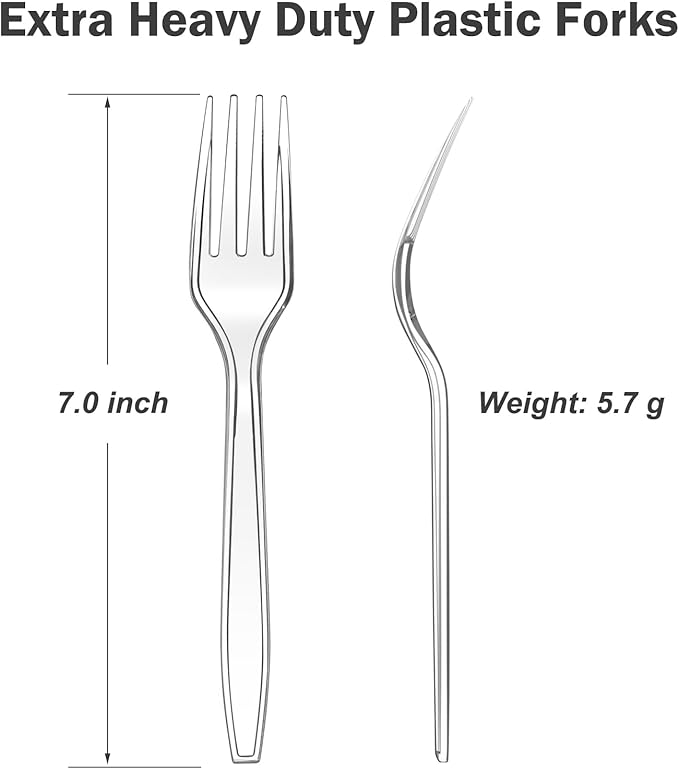 Forks: 360 Count Sturdy Clear Plastic, Edge-Thickened Design