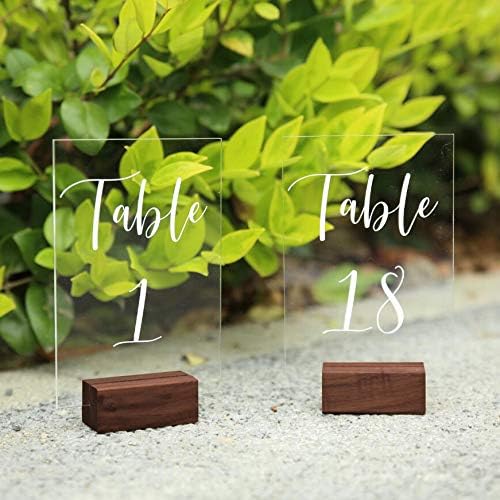UNIQOOO 20 Pack Place Card Holders | Rustic Walnut Wood Escort Cards Display Stands | Table Number Sign and Photo Stand | Perfect for Retail Shop, Cafe, Home, Wedding, Dinner Party Events Decoration