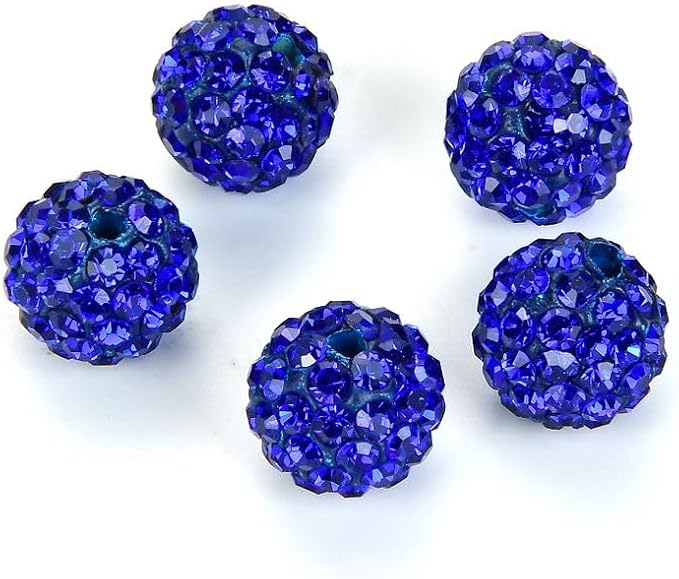 25pcs Adabele Grade A Suncatcher Crystal Rhinestone Pave Loose Beads 8mm Sapphire Blue Polymer Clay Disco Ball Spacers Compatible with Shamballa All Craft Jewelry Making DB8-13