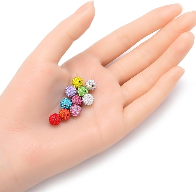 100pcs Adabele Grade A Suncatcher Crystal Rhinestone Pave Loose Beads 8mm Rose Pink Polymer Clay Disco Ball Spacers Compatible with Shamballa All Craft Jewelry Making DB8-3