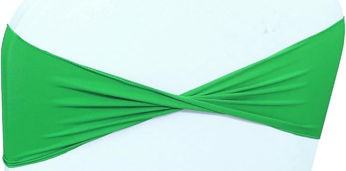 MDS Pack of 75 Spandex Chair Sashes Bows Elastic Stretch Dining Chair Bands Ties Without Slider Buckle Universal fits for Wedding Baby Shower Birthday Party Banquet Event Decoration - Light Green