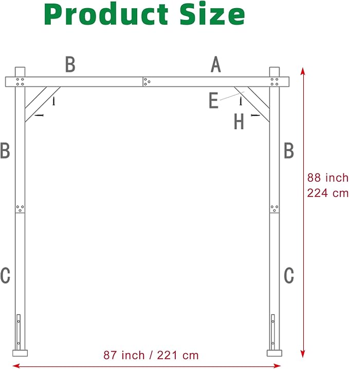 Wedding Arbor, 7.3 ft Solid Wood Square Arch, Detachable
