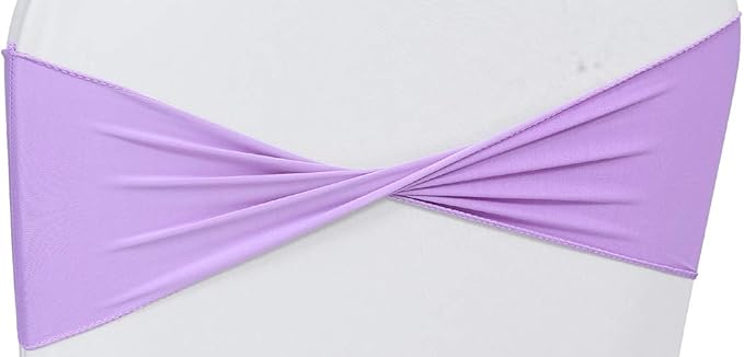 VDS Pack of 25 PCS | Lavender | Spandex Chair Sashes Bows Without Buckle | Stretch Elastic Banquet Universal Folding Chair Band Tie with for Wedding Party Conference Celebration Event Decoration