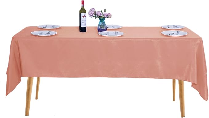 Ascoza 2pack 60x102 Inch Dusty Pink Rectangular Tablecloth 6 Feet Table Cloth in Polyester Fabric for Wedding/Banquet/Restaurant/Parties