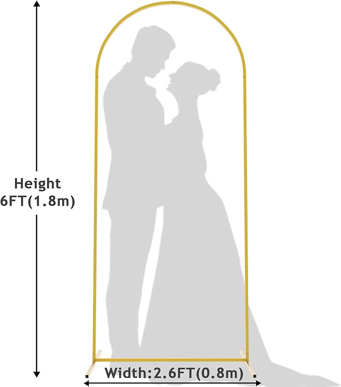 Metal Wedding Arch Backdrop Stand Decoration in Gold, 6 Ft