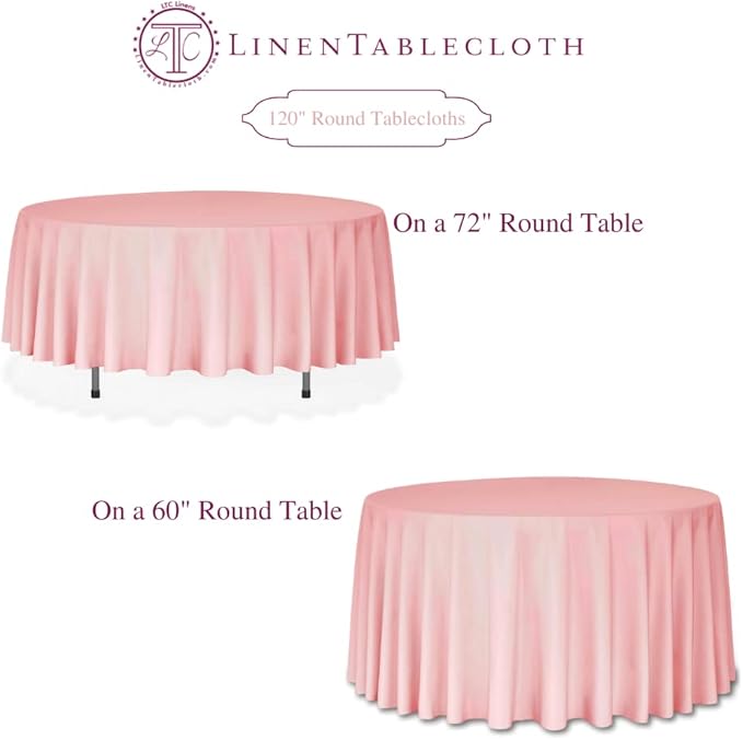 LTC LINENS Fuchsia Round Tablecloth 120 Inch for 60 Inch Round Table - Washable, Wrinkle Resistant Polyester Fabric Cloth for Wedding, Party