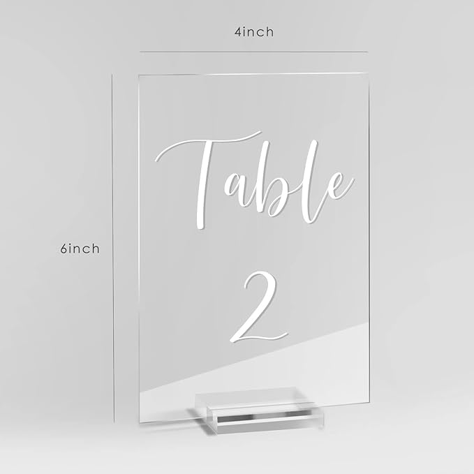 Tabletop Signs Clear Acrylic Table Numbers 1-30 with Stands, 4x6 Inch