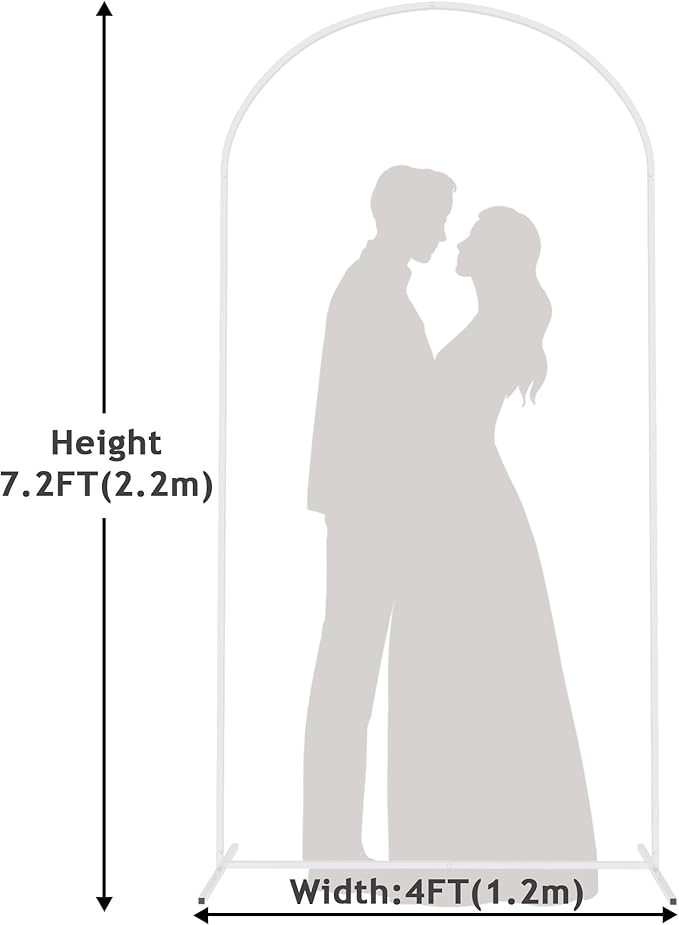 Background Support Equipment: White Metal Wedding Arch Stand, 7.2 ft