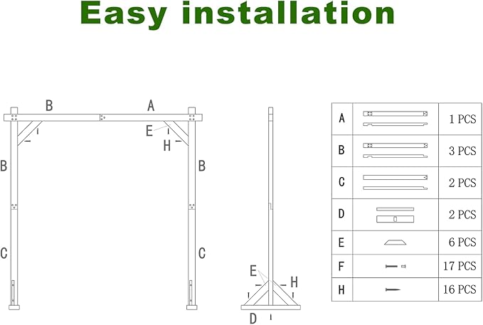 Wedding Arbor, 7.3 ft Solid Wood Square Arch, Detachable