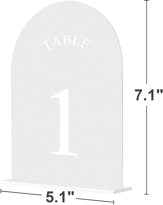 JOYIT Frosted Arch Wedding Table Numbers 1-40 with Stands – 5" X 7" Acrylic Sign Table Number Holders, Perfect for Wedding Receptions, Parties, Anniversaries, and Events
