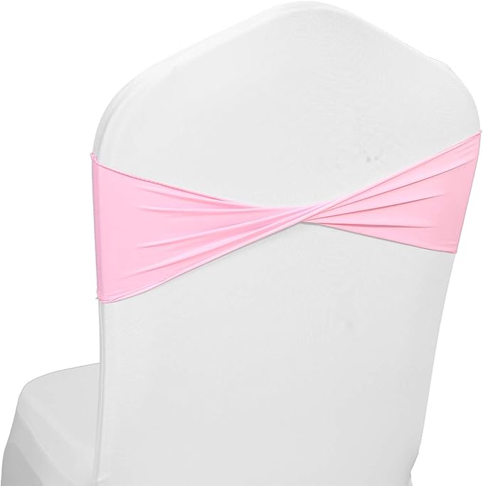 VDS Pack of 300 PCS | Pink | Spandex Chair Sashes Bows Without Buckle | Stretch Elastic Banquet Universal Folding Chair Band Tie with for Wedding Party Conference Celebration Event Decoration