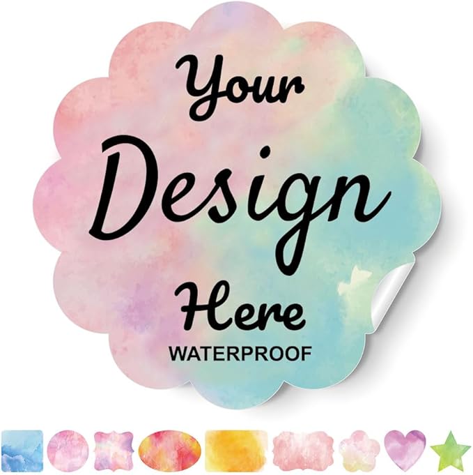 Custom Stickers - Personalized Labels, Customized Stickers with Any Design Image Logo Text, 100 Labels (Scalloped, 3"x3")