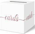 QIKSION White Wedding Card Box, Rose Gold Foil Gift Card Box for Party, Wedding Reception, Graduation, Birthday, Baby Shower, Raffle