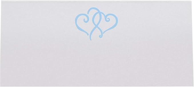 Linked Hearts Place Cards, Light Blue (Choose Color), Set of 60, Pre-cut and Scored - Wedding, Party, Dinner, and Special Events - Made in the USA