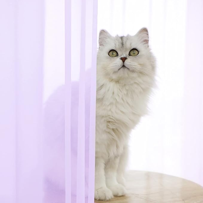 Window Purple Sheer Curtains 95 Inches Long 2 Panels Basic Rod Pocket Panel for Bedroom Children Living Room Yard Kitchen
